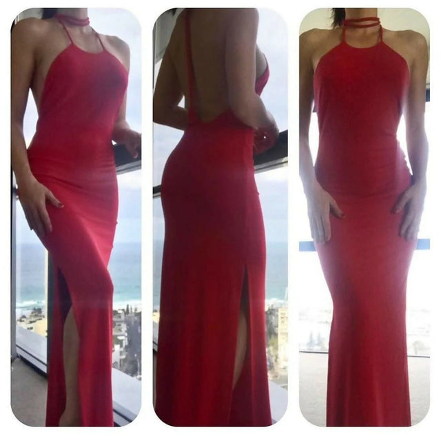Zachary-the-Label-choker-neck-line-red-gown-SKU266