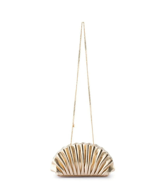Olga Berg Hollie Pleated Clutch Gold
