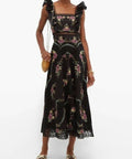 Zimmerman Black Allia Floral Cross Stitch Maxi Dress - Dresses