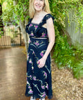 Zimmerman Black Allia Floral Cross Stitch Maxi Dress - Dresses