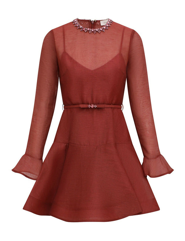 Zimmermann Alchemy Peplum Mini Dress Lipstick Size / AU 8 - 8 / Red - Dresses