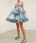 Zimmermann Alchemy Ruffle Mini Dress - 12 / Blue - Dresses