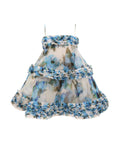 Zimmermann Alchemy Ruffle Mini Dress Blue Poppy Size / AU 8 - 8 / Blue - Dresses