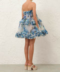 Zimmermann Alchemy Ruffle Mini Dress Blue Poppy Size / AU 8 - 8 / Blue - Dresses