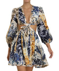 Zimmermann - Zimmermann Aliane Cut Out Short Dress in Patchwork Floral