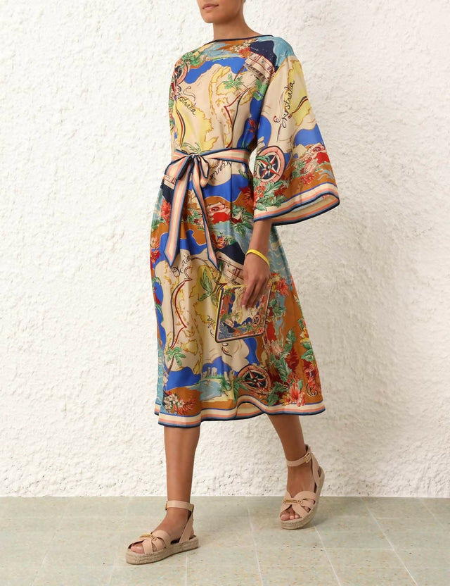Zimmermann Alight Midi Dress in Nautical Map Size 16 - 16 / Multi - Dresses
