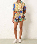 Zimmermann - Zimmermann Alight Short Sleeve Shirt and Draw Waist Short Set