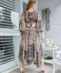 Zimmermann Allia Cut Out Long Dress Leopard Print Size 2 (Size 10-12) - 12 / Print - Dresses