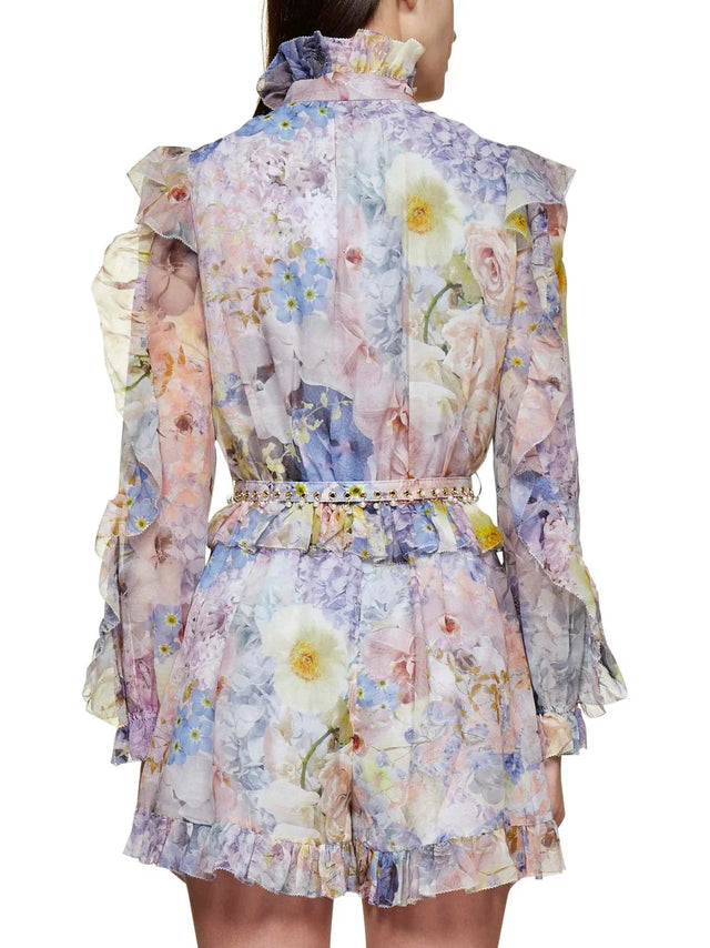 Zimmermann - Zimmermann Allover Floral Printed Long Sleeved Playsuit