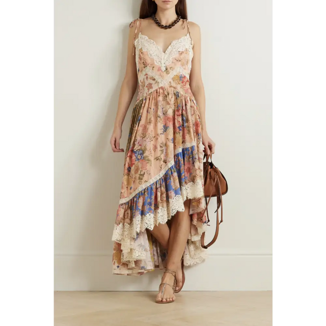 Zimmermann August Asymmmetic Lace Midi Dress size 3 / AU 14 - Slip Dress