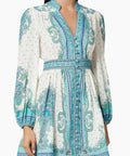 Zimmermann Bells Paisley Mini Dress Blue and White - 12 / Print - Dresses