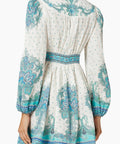 Zimmermann Bells Paisley Mini Dress Blue and White - 12 / Print - Dresses