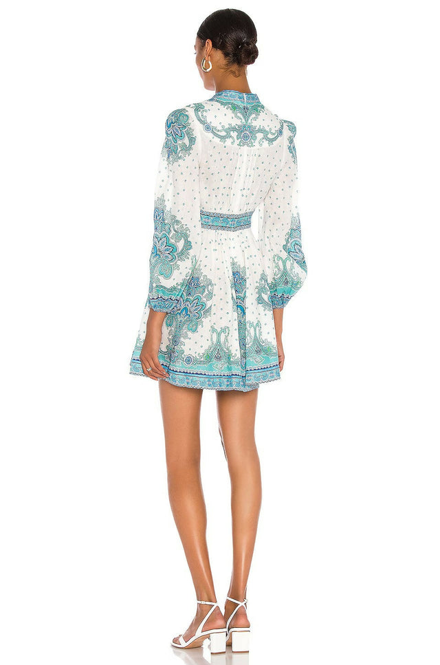 Zimmermann Bells Paisley Short Dress Blue Paisley Size 2 / AU 12