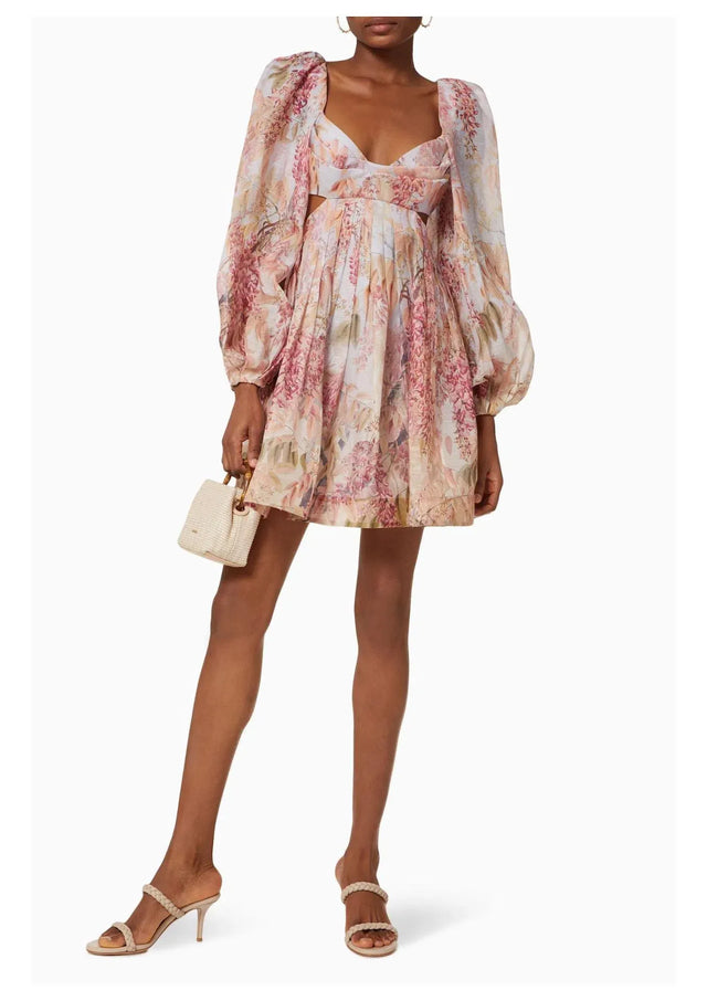 Zimmermann Botanica Bralette Mini Dress Milettia Floral Print - 8 / Floral - Dresses