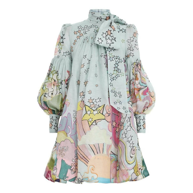 slim fit dress slacks Zimmermann Drawn Billow Dress Mint Hibiscus main image 0