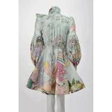 Zimmermann Concert Tie Neck Mini Dress in Mint Collage view 6