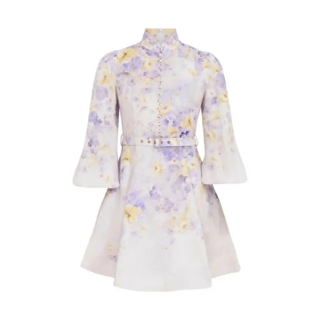 Zimmermann Crush Buttoned Mini Dress - 12 / Floral - Dresses