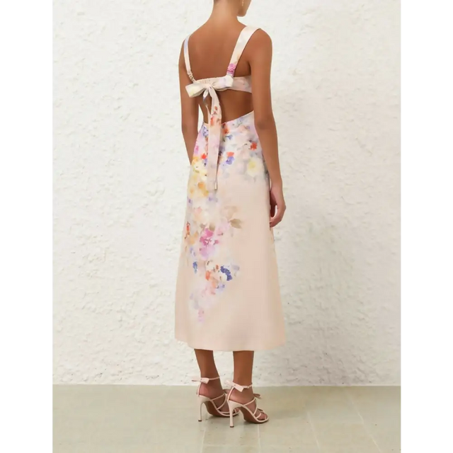 Zimmermann Crush Midi Dress Cream Size 2 - 12 / Multi - Dresses