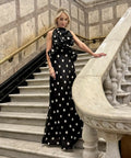 Zimmermann Crush Ruffle Halter Maxi Dress Black/Cream Dot 3/AU14 - Dresses
