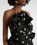 Zimmermann Crush Ruffle Halter Maxi Dress Black/Cream Dot 3/AU14 - Dresses