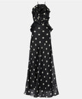 Zimmermann Crush Ruffle Halter Maxi Dress Black/Cream Dot 3/AU14 - Dresses