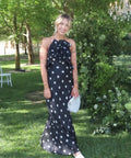 Zimmermann Crush Ruffle Halter Maxi Dress Black/Cream Dot 3/AU14 - Dresses