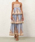 Zimmermann Daylight Tiered Maxi Dress in Wallpaper Floral Denim - Dresses