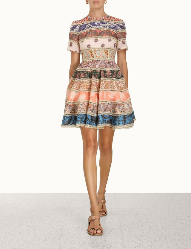 Zimmermann Devi Spliced Mini Dress Print Size 2 / AU 12 - 12 / Multi - Dresses