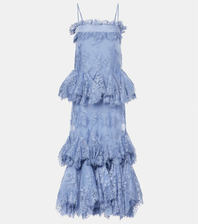 Zimmermann Eden Lace Handkerchief Dress Blue Size 1/AU10 - Blue / 10 - Dresses