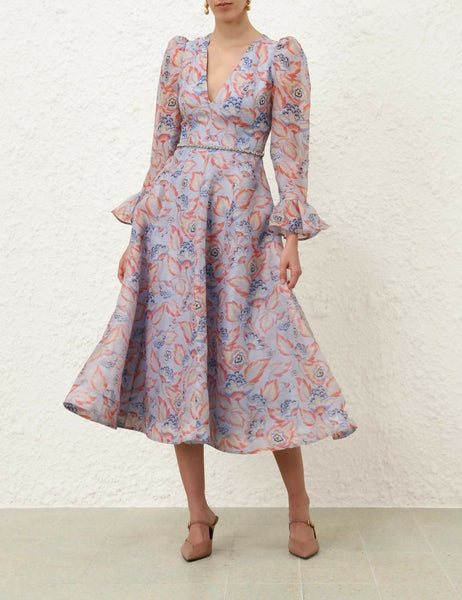 Zimmermann Eden Long Sleeve Midi Dress Size 3/ AU 14