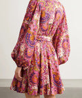 Zimmermann Fiesta Linen Wrap Mini Dress Paisley-Print Size AU 8 - 8 / Multicolor - Dresses