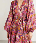 Zimmermann Fiesta Paisley-Print Linen Wrap Mini Dress Size AU 6 - 6 / Floral - Dresses