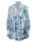 Zimmermann - Zimmermann Glassy Long Sleeve Mini Dress Print Size 0 / AU 8