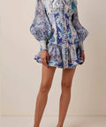 Zimmermann - Zimmermann Glassy Long Sleeve Mini Dress Print Size 0 / AU 8