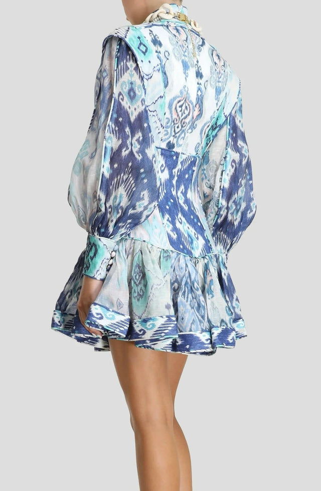 Zimmermann - Zimmermann Glassy Long Sleeve Mini Dress Print Size 0 / AU 8