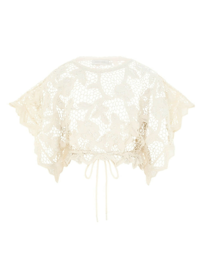 Zimmermann Golden Crochet Lace Top and Skirt - 6 / White - Outfit Sets