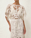 Zimmermann Golden Crochet Lace Top and Skirt - 6 / White - Outfit Sets