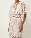 Zimmermann Golden Crochet Lace Top and Skirt - 6 / White - Outfit Sets