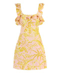 Zimmermann Golden Ruffle Mini Dress in Pink/Gold Flora - Dresses
