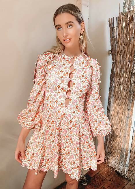 Zimmermann Goldie Scallop Short Dress - 10 / Multi - Dresses