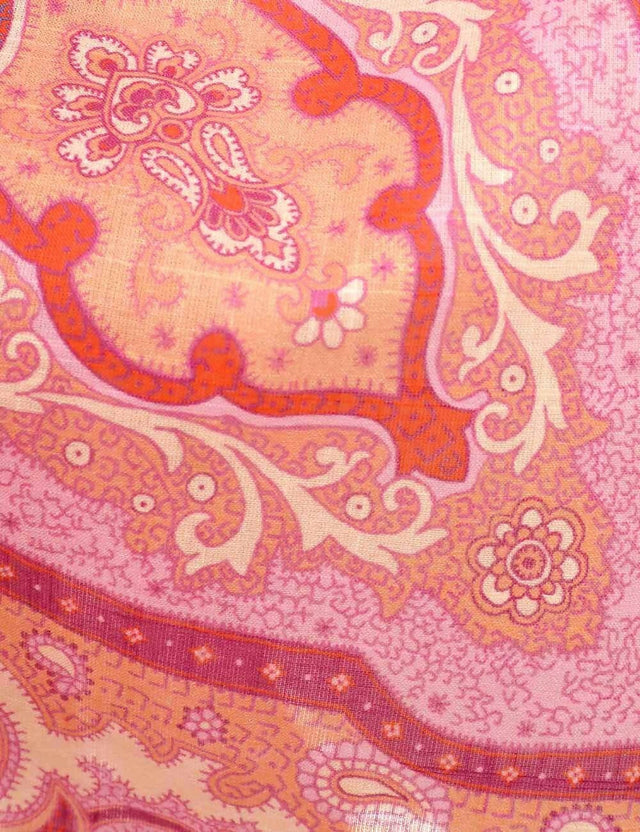 Zimmermann - Zimmermann Halcyon Tie Front Mini Dress in Pink/Purple Paisley