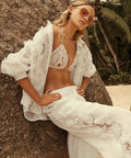 Zimmermann Halliday Lace Flower Pant Set Ivory Size 0P & - 6 / White - Outfit Sets