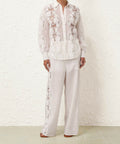 Zimmermann Halliday Lace Flower Pant Set Ivory Size 0P & - 6 / White - Outfit Sets