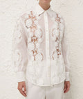 Zimmermann Halliday Lace Flower Pant Set Ivory Size 0P & - 6 / White - Outfit Sets