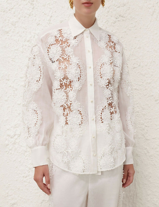 Zimmermann Halliday Lace Flower Pant Set Ivory Size 0P & - 6 / White - Outfit Sets