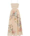 Zimmermann Halliday Scallop Midi Dress in Cream Watercolour Floral Size 1 - 10 / Floral - Dresses