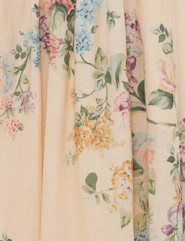 Zimmermann Halliday Scallop Midi Dress in Cream Watercolour Floral Size 1 - 10 / Floral - Dresses