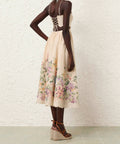 Zimmermann Halliday Scallop Midi Dress in Cream Watercolour Floral Size 1 - 10 / Floral - Dresses