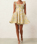 Zimmermann Harmony Frilled Mini in Citrus Garden Print - Dresses