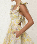 Zimmermann Harmony Frilled Mini in Citrus Garden Print - Dresses